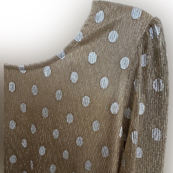 Gold / Silver Long Sleeve Blouse; Adrianna Papell; M - Picture 3 of 3